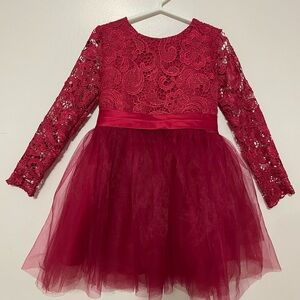 Elegant Burgundy Lace and Tulle Dress